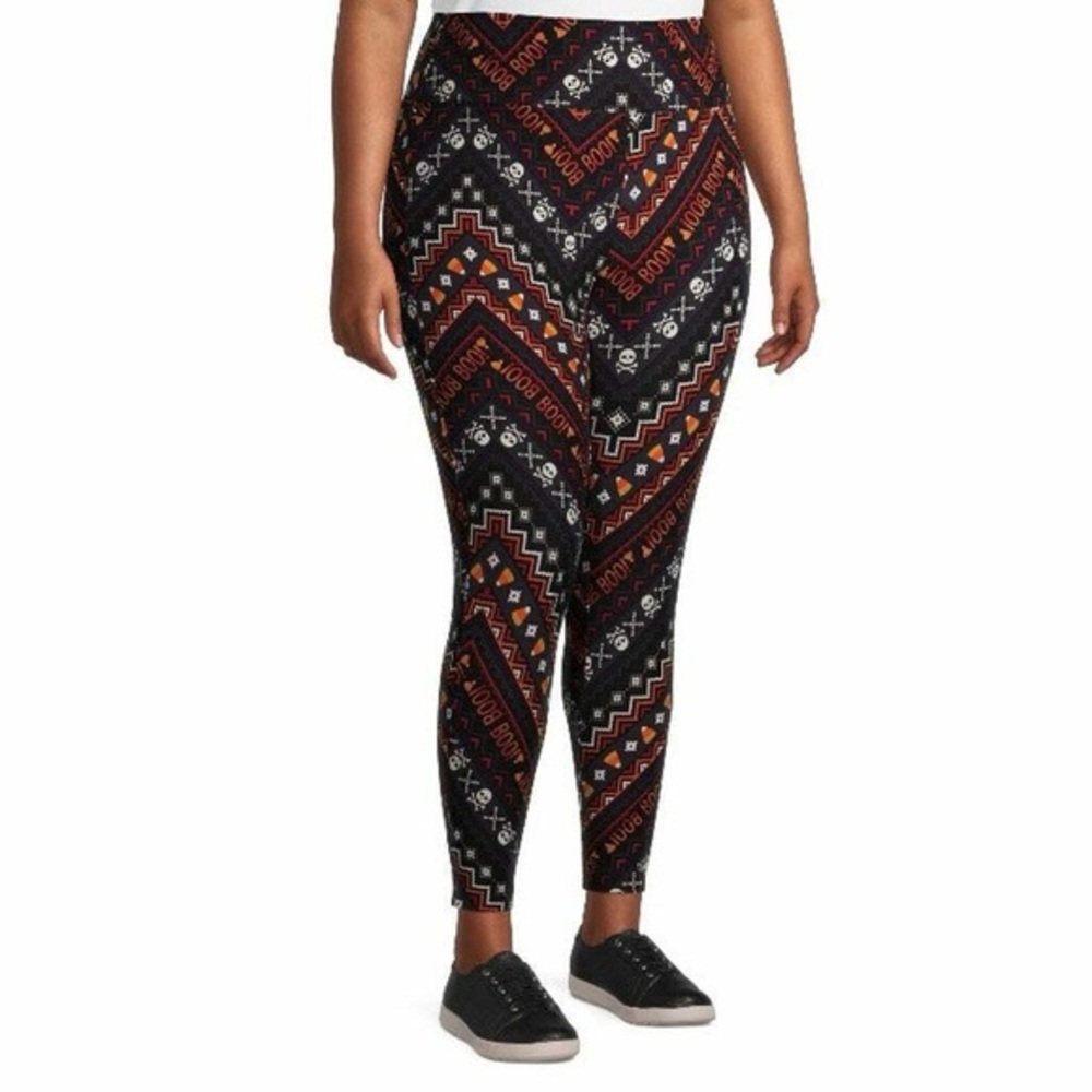 Terra & Sky Halloween Candy Corn Colorful Soft Leggings Women’s Plus Size OX